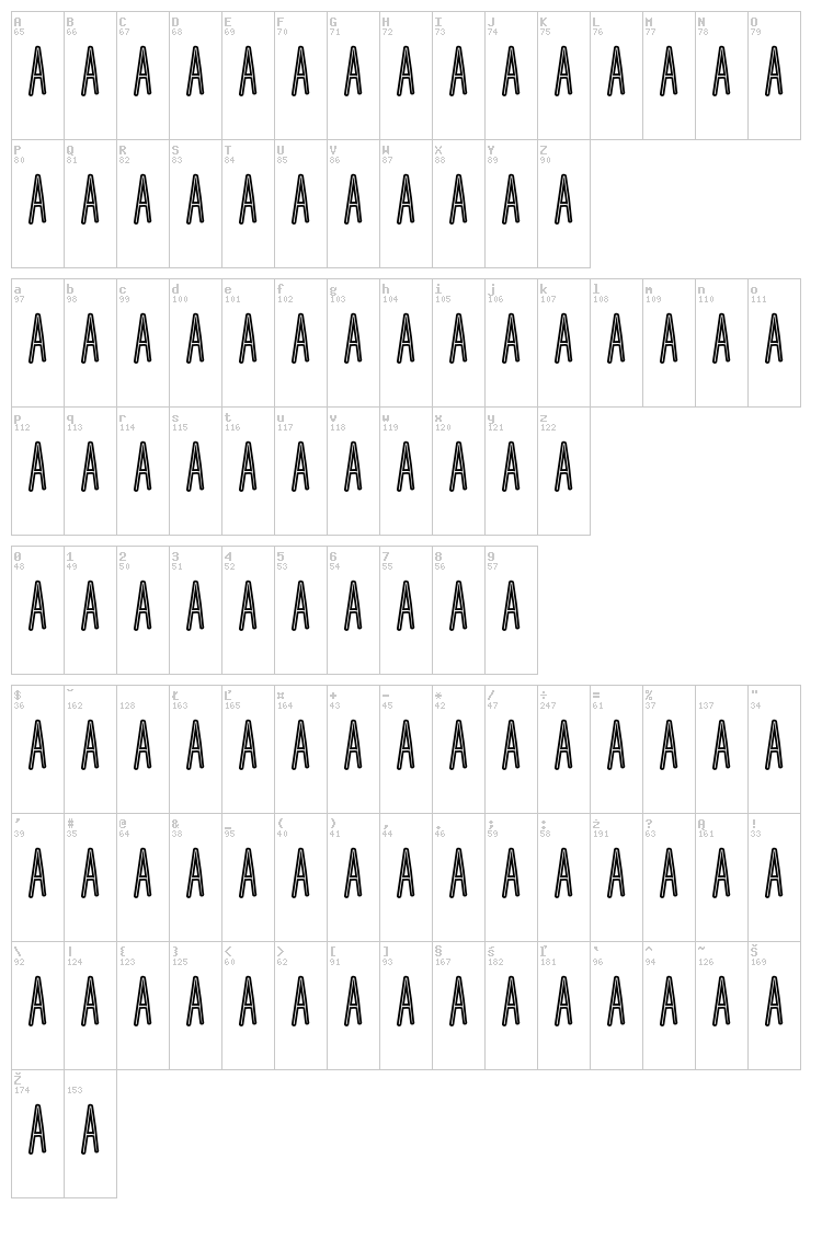 Cheese Cake font map